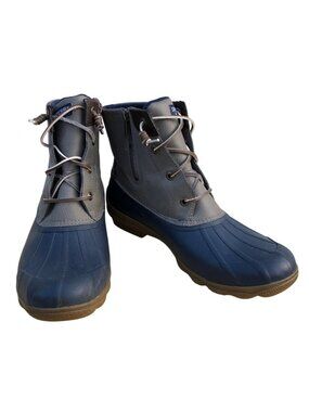 Sperry Womens Duck Boots 10 M Leather Upper Blue Waterproof Rubber Rain Garden